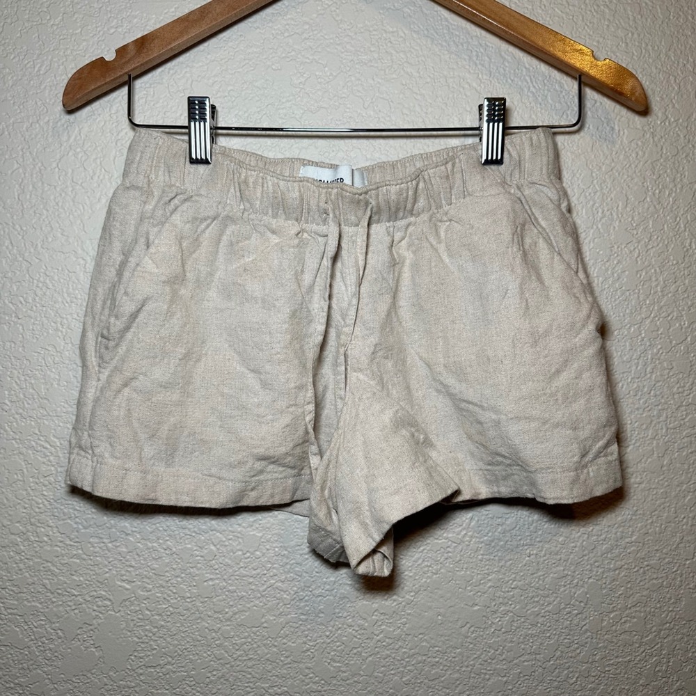 Hollister Womens XS Shorts‎ Linen Drawstring Beige Boho Beach Drawstring Pockets
